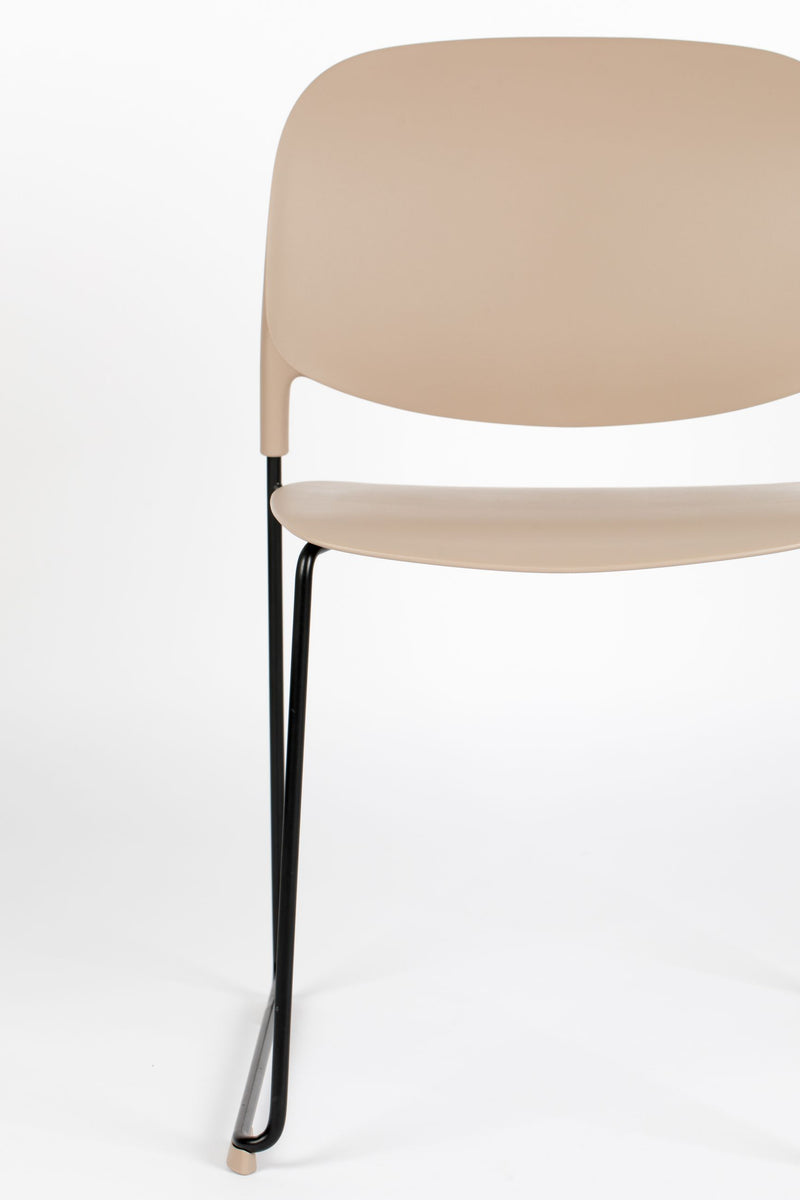 Esszimmerstuhl Stacks im 4er-Set, Braun, stapelbar mit Stahlgestell