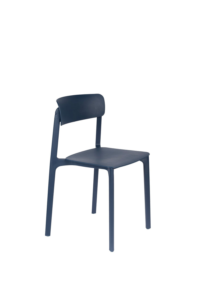 Esszimmerstuhl Clive im 4er-Set, Dunkelblau aus Kunststoff, stapelbar