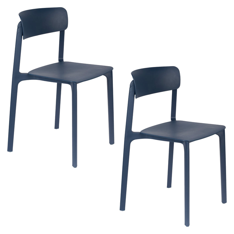 Esszimmerstuhl Clive im 4er-Set, Dunkelblau aus Kunststoff, stapelbar