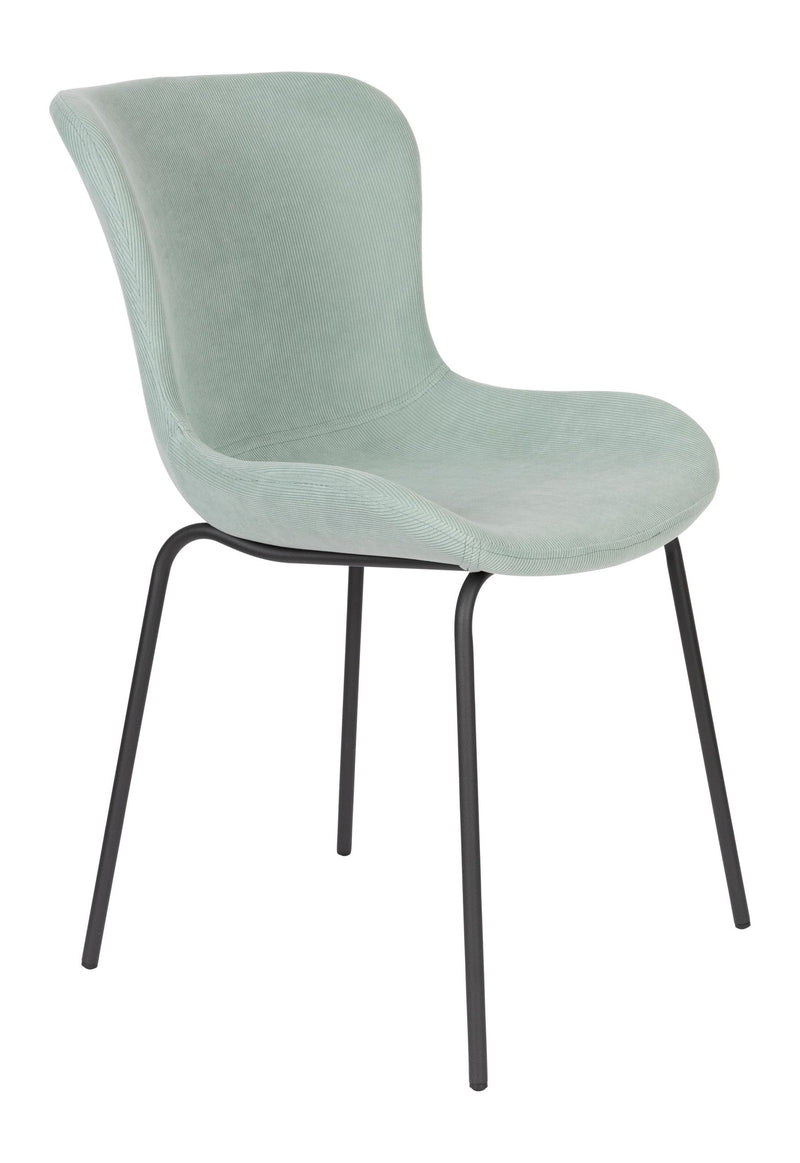 Esszimmerstuhl Junzo im 2er-Set, Light Green mit Rippstoff-Bezug