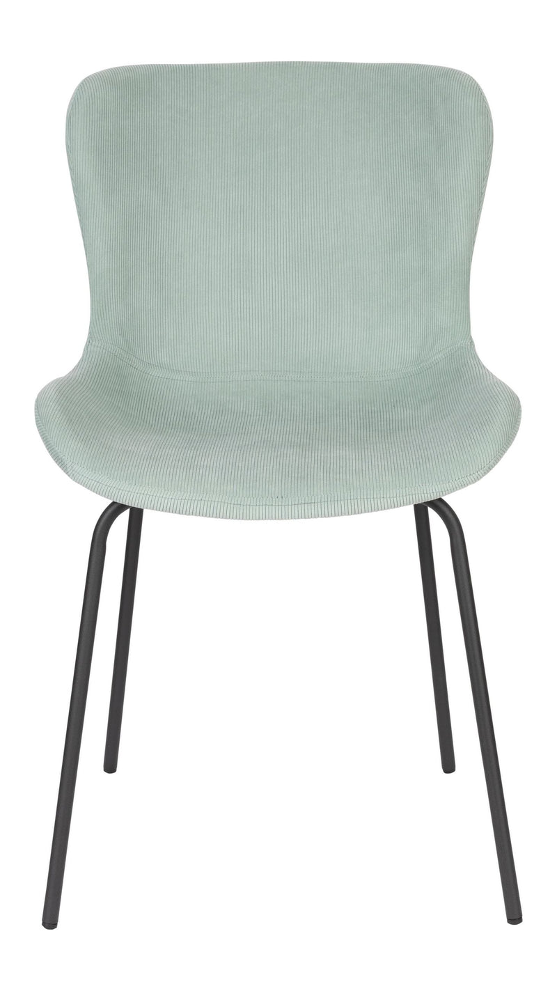 Esszimmerstuhl Junzo im 2er-Set, Light Green mit Rippstoff-Bezug