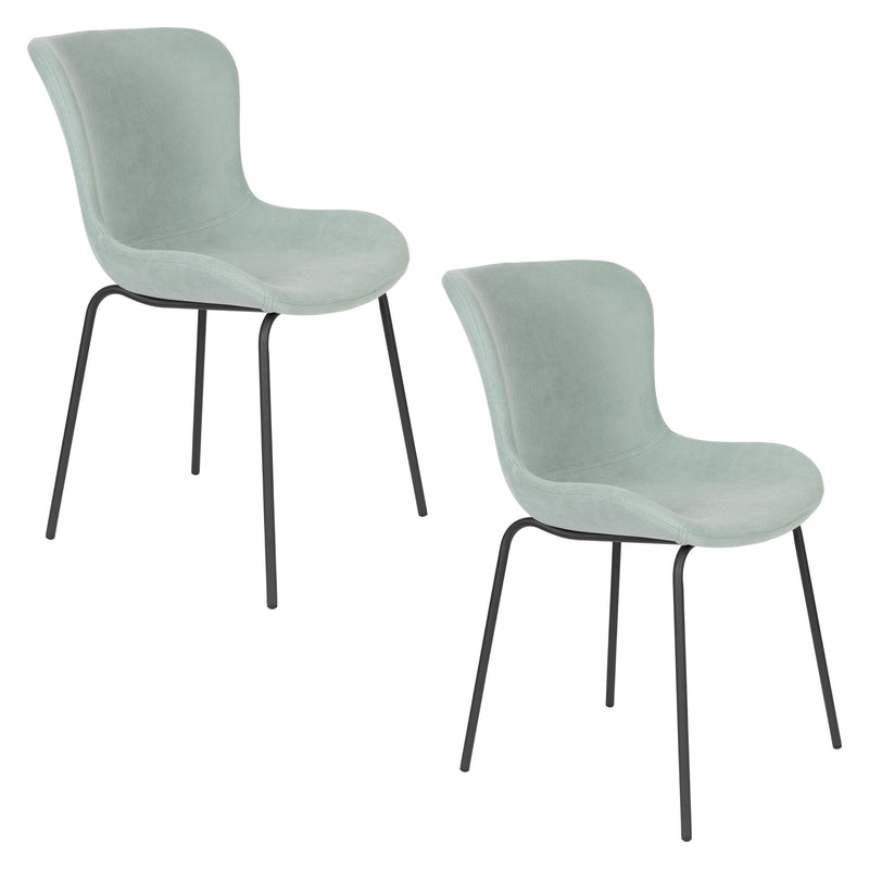 Esszimmerstuhl Junzo im 2er-Set, Light Green mit Rippstoff-Bezug