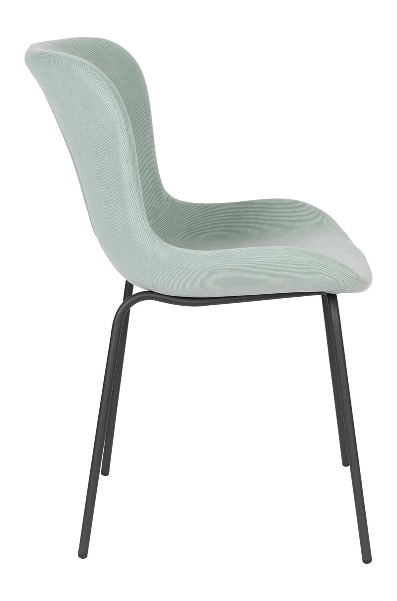 Esszimmerstuhl Junzo im 2er-Set, Light Green mit Rippstoff-Bezug