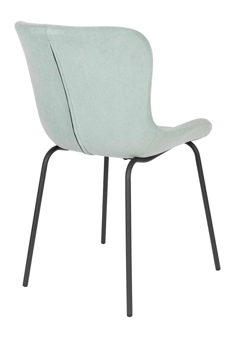 Esszimmerstuhl Junzo im 2er-Set, Light Green mit Rippstoff-Bezug