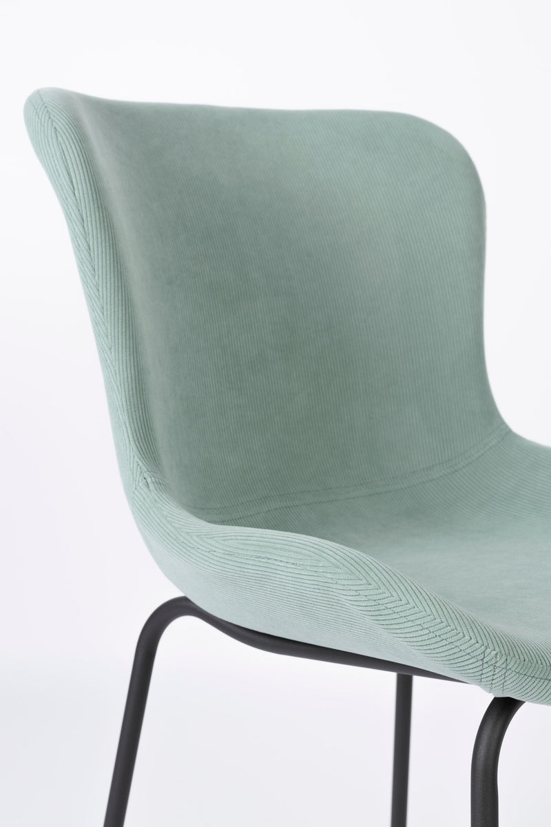 Esszimmerstuhl Junzo im 2er-Set, Light Green mit Rippstoff-Bezug