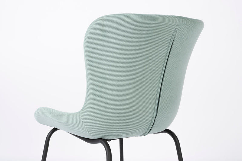Esszimmerstuhl Junzo im 2er-Set, Light Green mit Rippstoff-Bezug