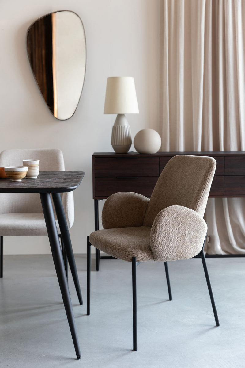 Esszimmerstuhl Tjarda im 2er-Set, Taupe mit gepolsterter Sitzfläche