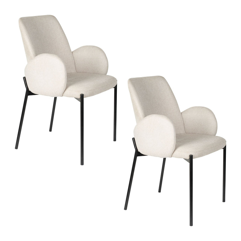 Esszimmerstuhl Tjarda im 2er-Set, Taupe mit gepolsterter Sitzfläche