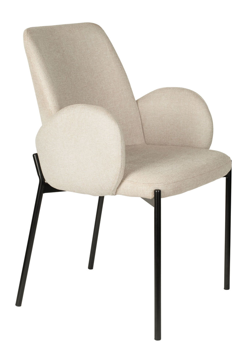 Esszimmerstuhl Tjarda im 2er-Set, Taupe mit gepolsterter Sitzfläche