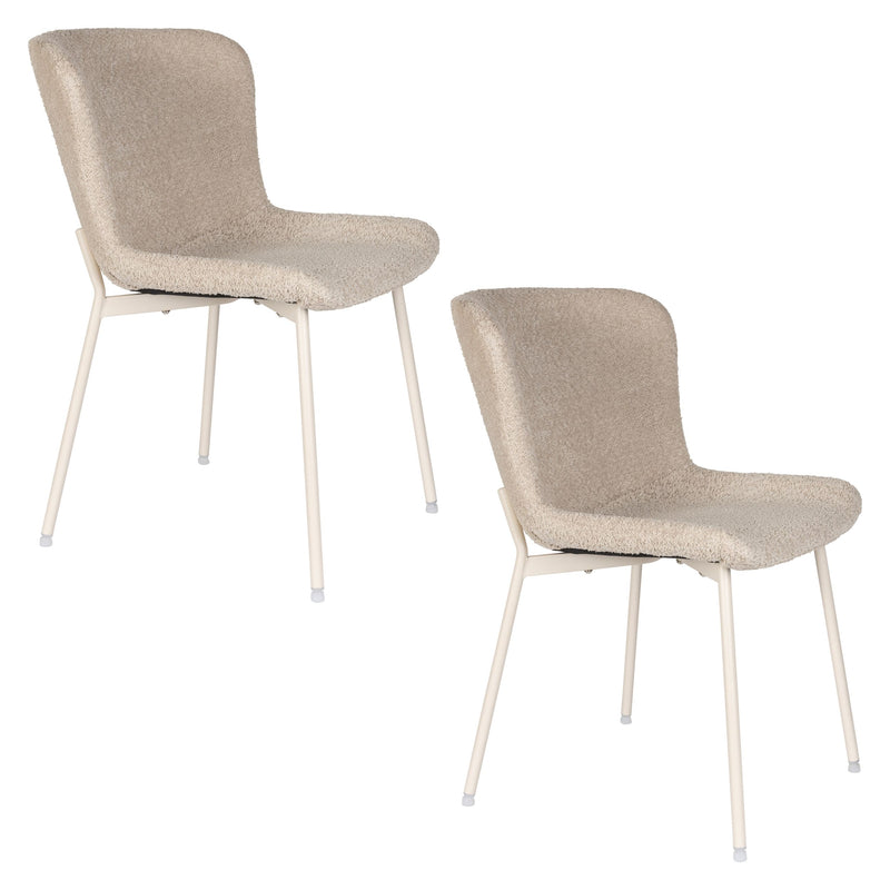 Esszimmerstuhl Marion im 2er-Set, Off White mit Bouclé-Bezug