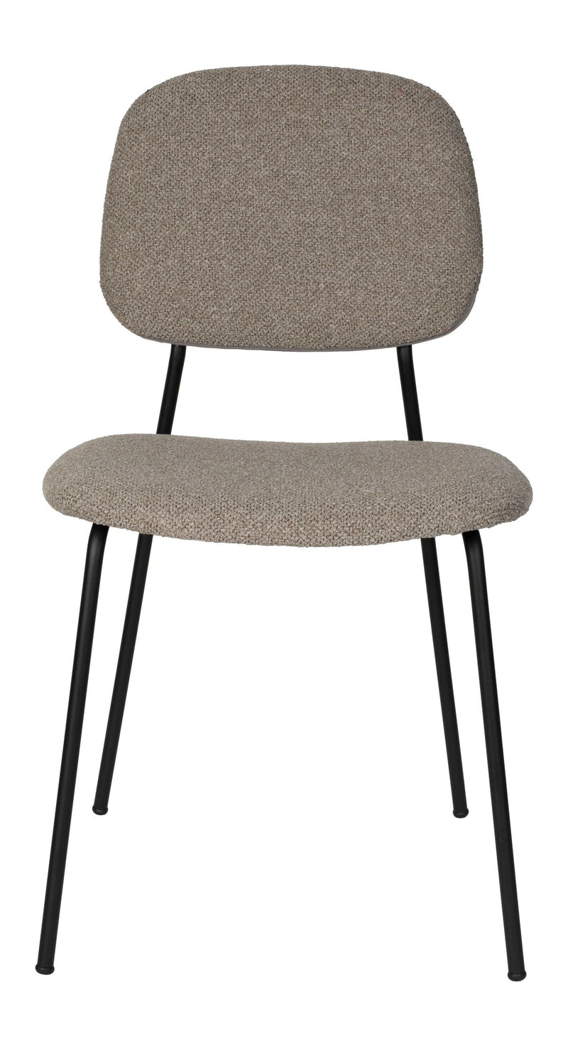 Esszimmerstuhl Roos im 2er-Set, Beige mit schwarzem Metallgestell