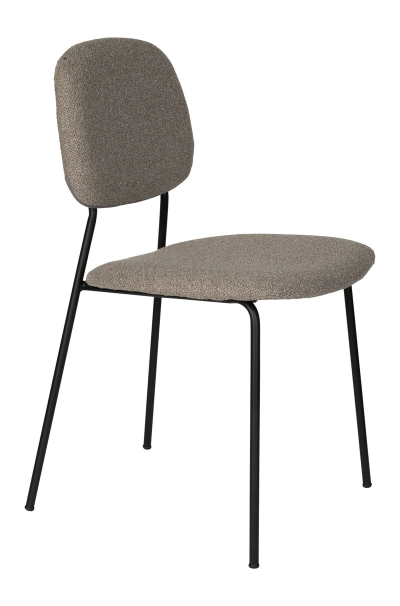 Esszimmerstuhl Roos im 2er-Set, Beige mit schwarzem Metallgestell