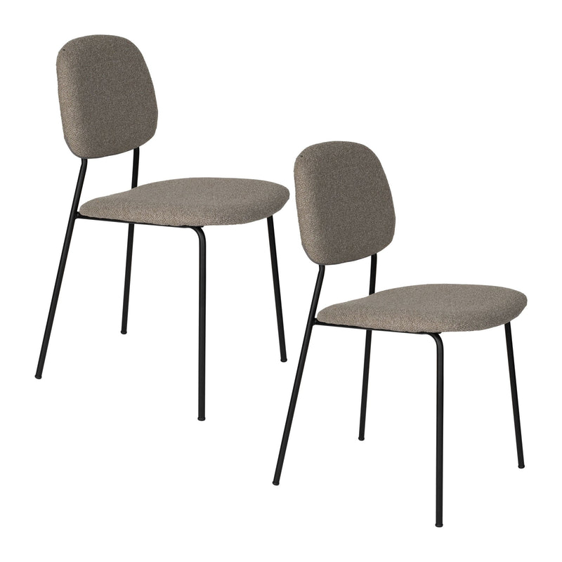 Esszimmerstuhl Roos im 2er-Set, Beige mit schwarzem Metallgestell