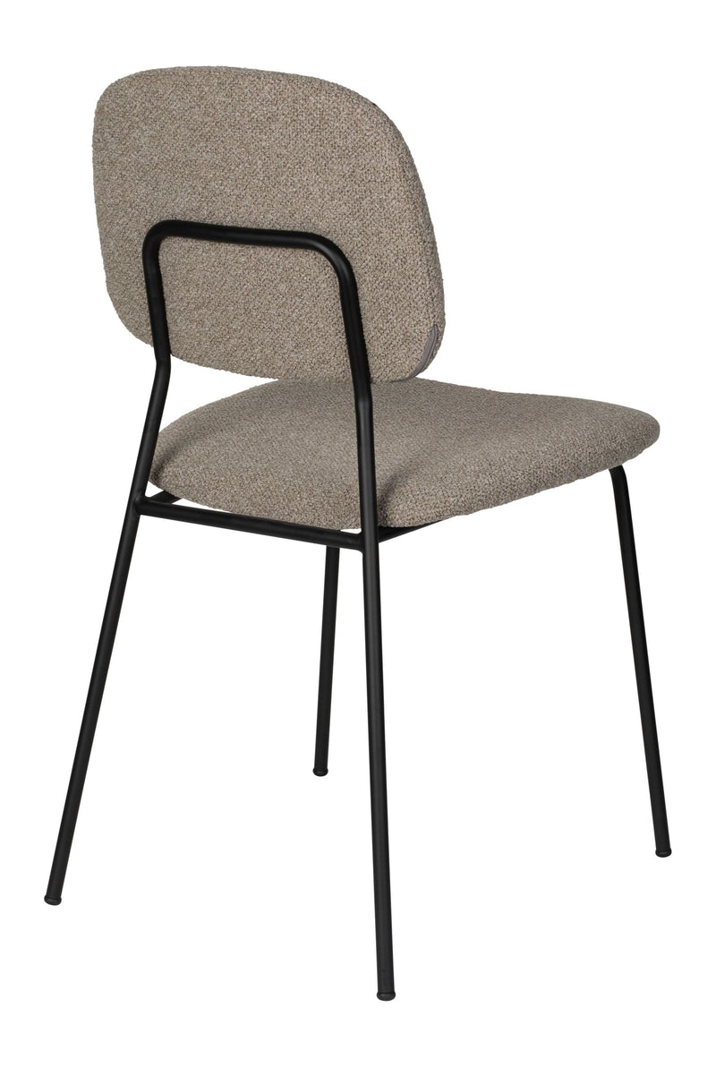 Esszimmerstuhl Roos im 2er-Set, Beige mit schwarzem Metallgestell