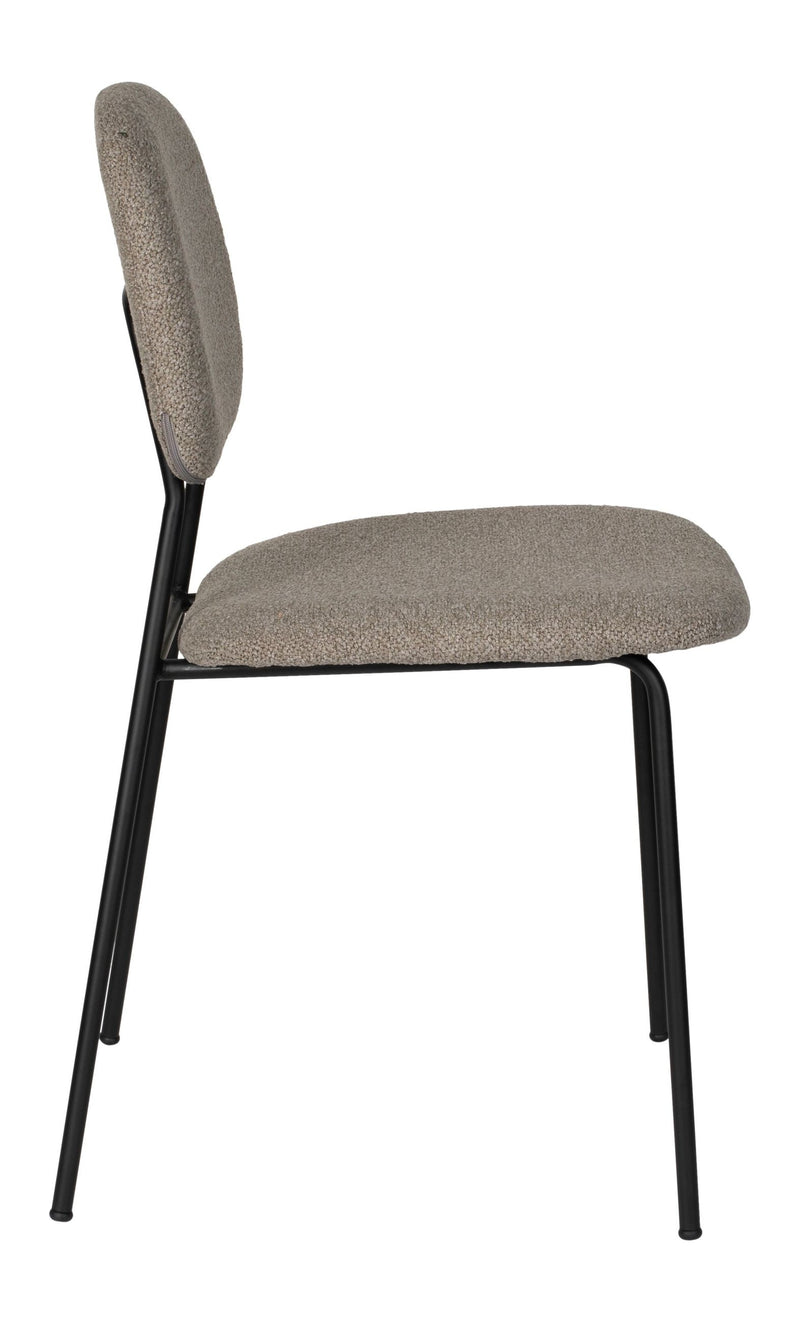 Esszimmerstuhl Roos im 2er-Set, Beige mit schwarzem Metallgestell
