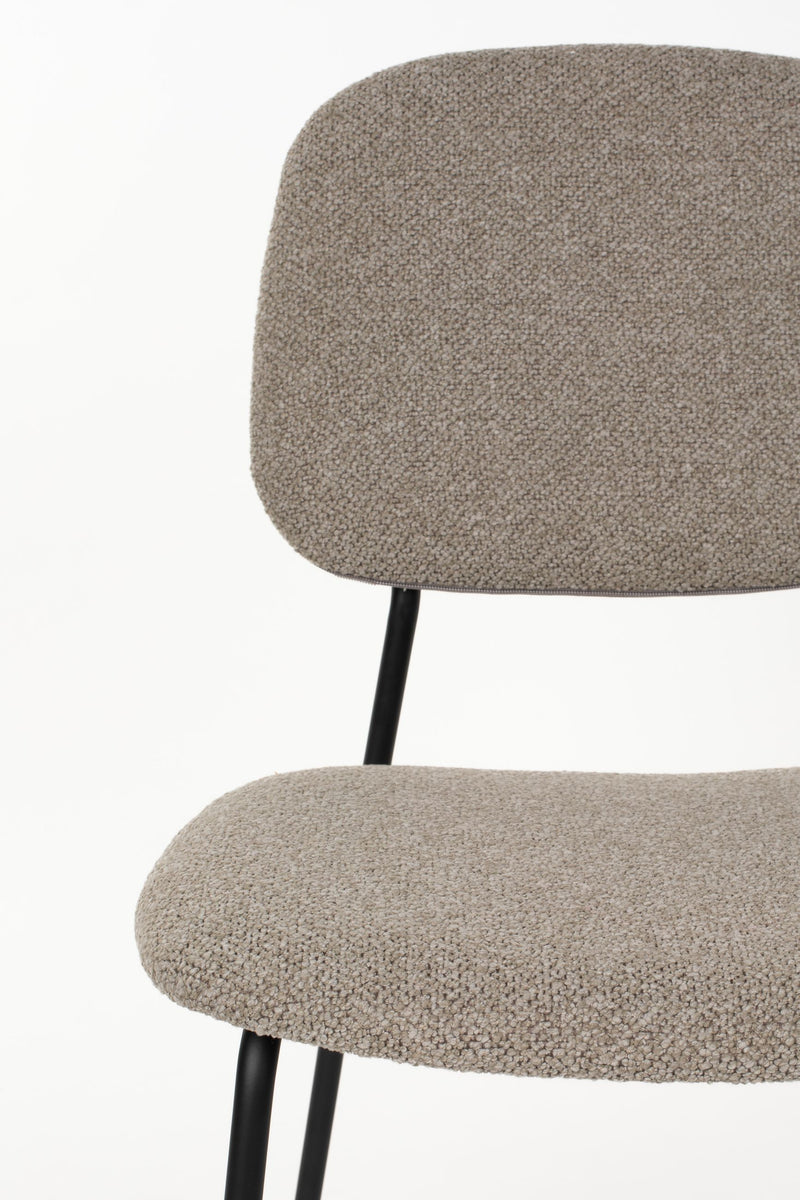 Esszimmerstuhl Roos im 2er-Set, Beige mit schwarzem Metallgestell