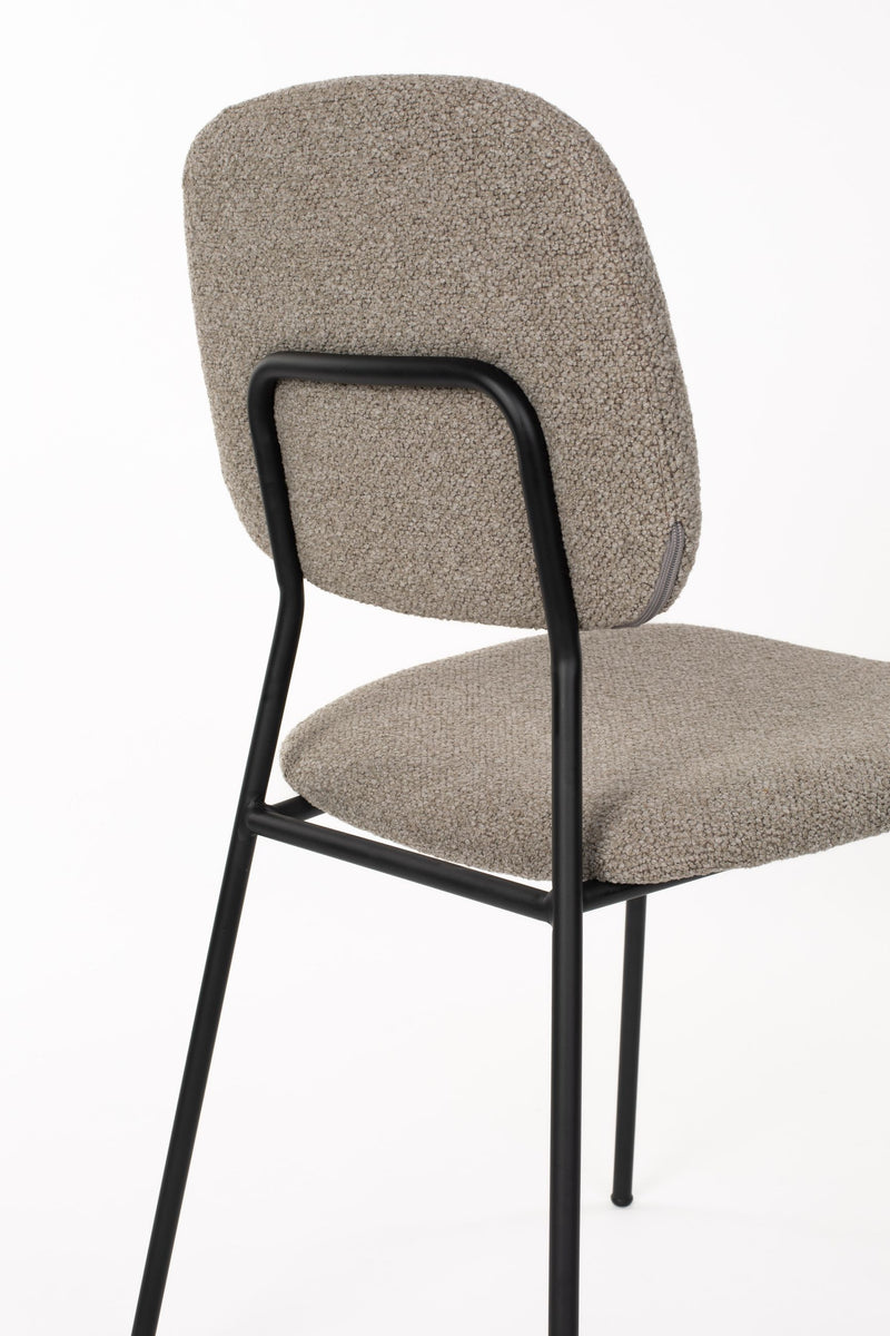 Esszimmerstuhl Roos im 2er-Set, Beige mit schwarzem Metallgestell