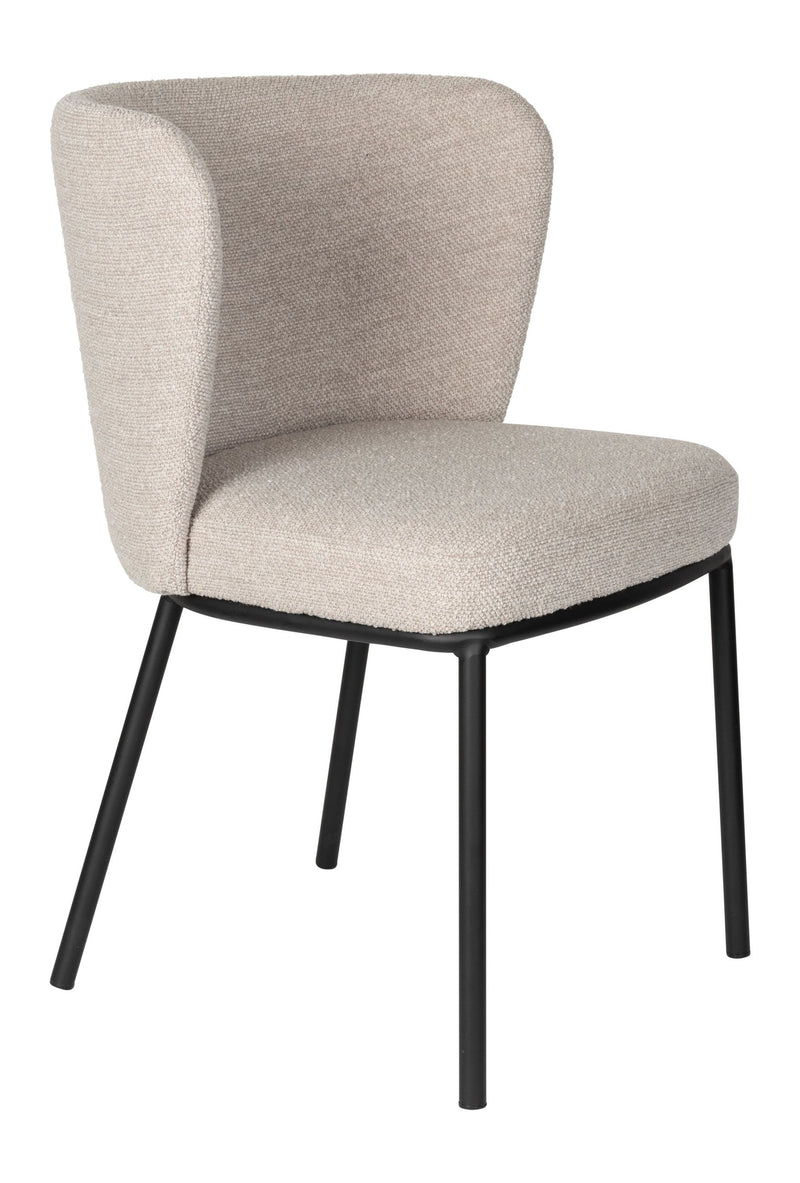Esszimmerstuhl Guus im 2er-Set, Beige mit Bouclé-Bezug & Metallgestell