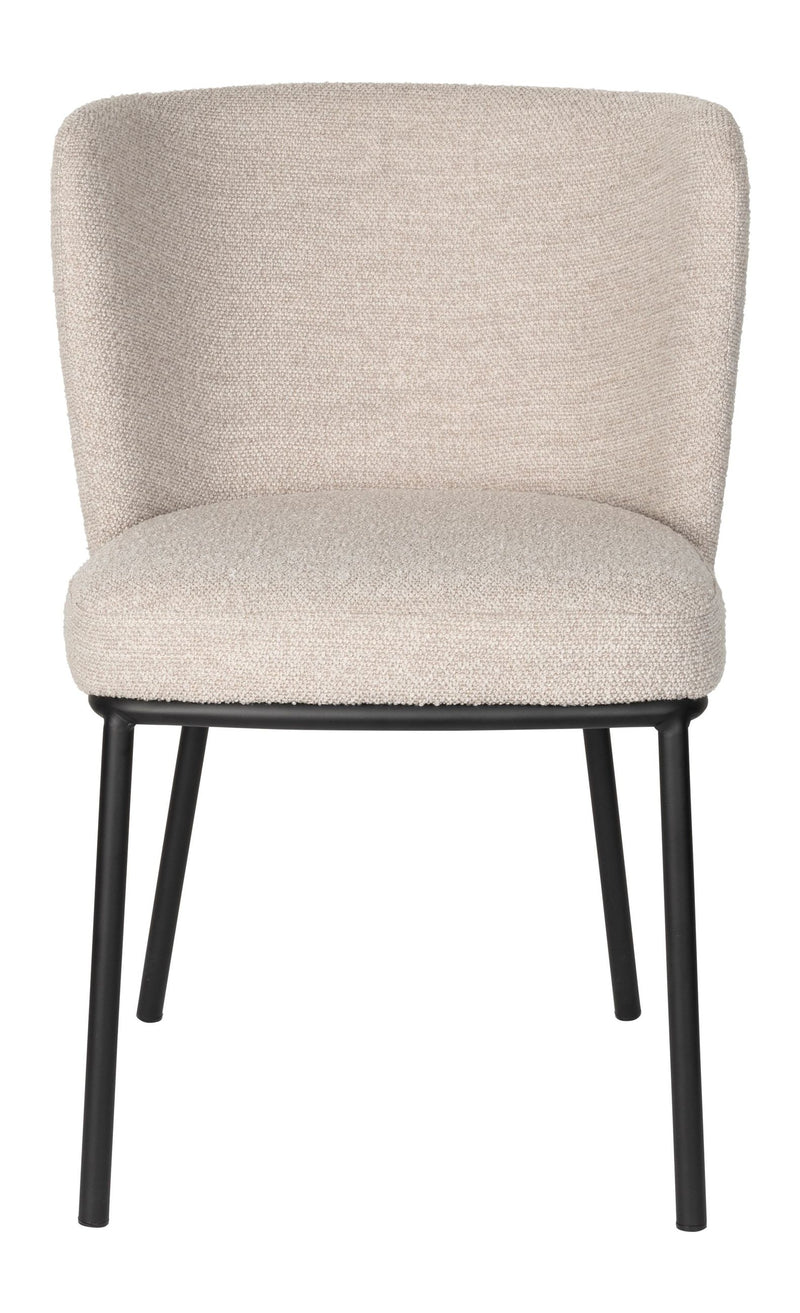 Esszimmerstuhl Guus im 2er-Set, Beige mit Bouclé-Bezug & Metallgestell