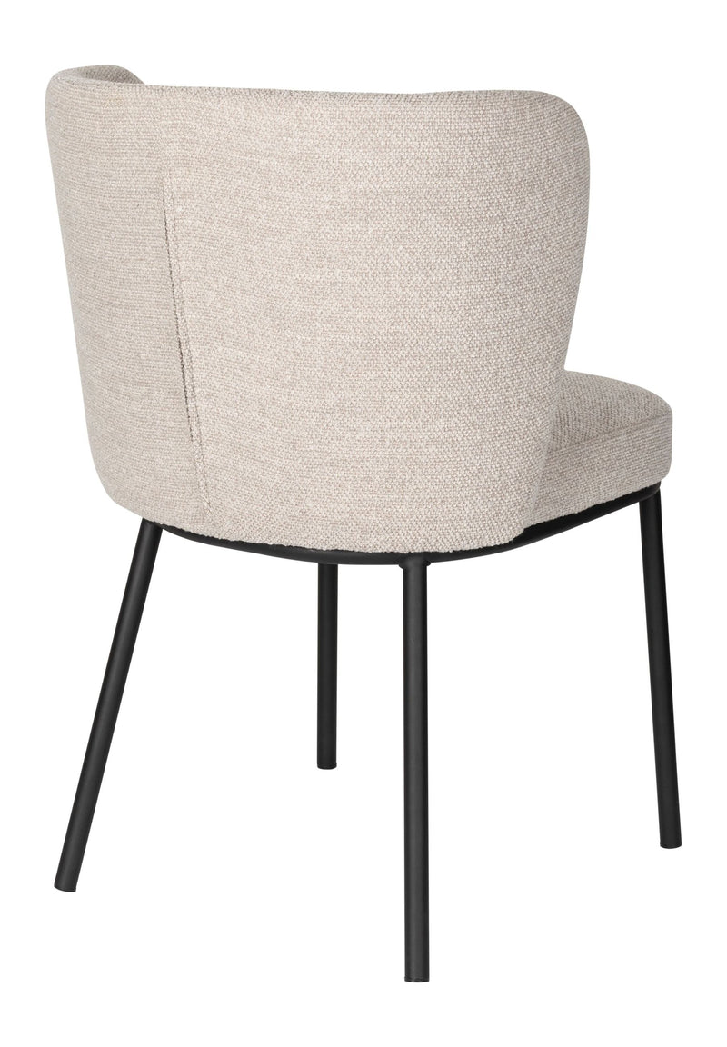 Esszimmerstuhl Guus im 2er-Set, Beige mit Bouclé-Bezug & Metallgestell