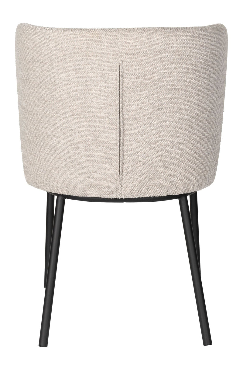 Esszimmerstuhl Guus im 2er-Set, Beige mit Bouclé-Bezug & Metallgestell