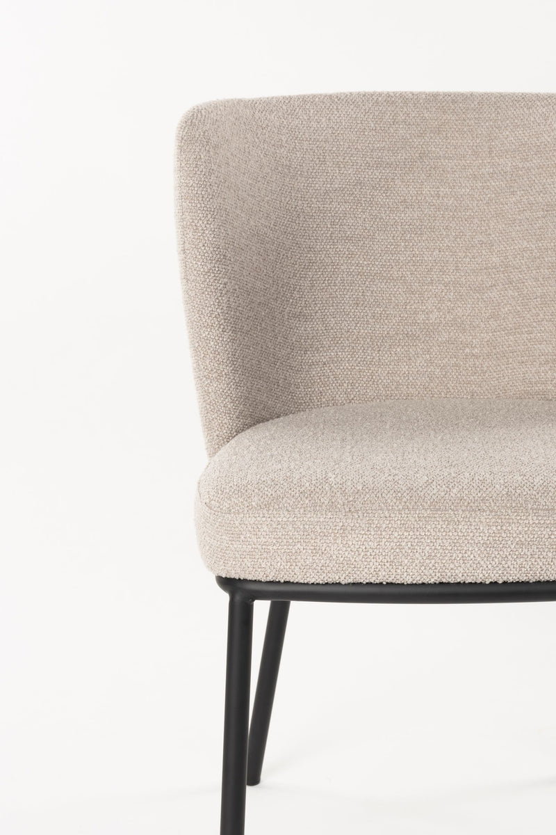 Esszimmerstuhl Guus im 2er-Set, Beige mit Bouclé-Bezug & Metallgestell