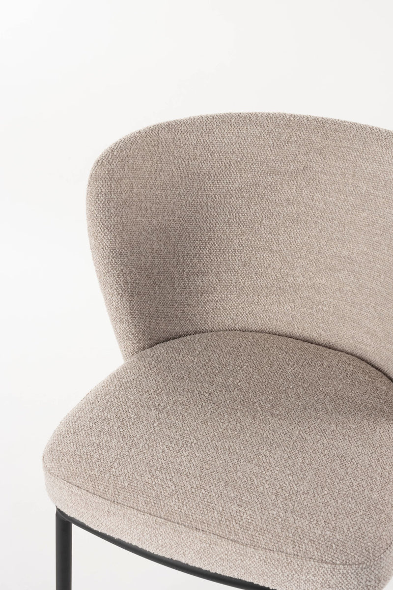 Esszimmerstuhl Guus im 2er-Set, Beige mit Bouclé-Bezug & Metallgestell