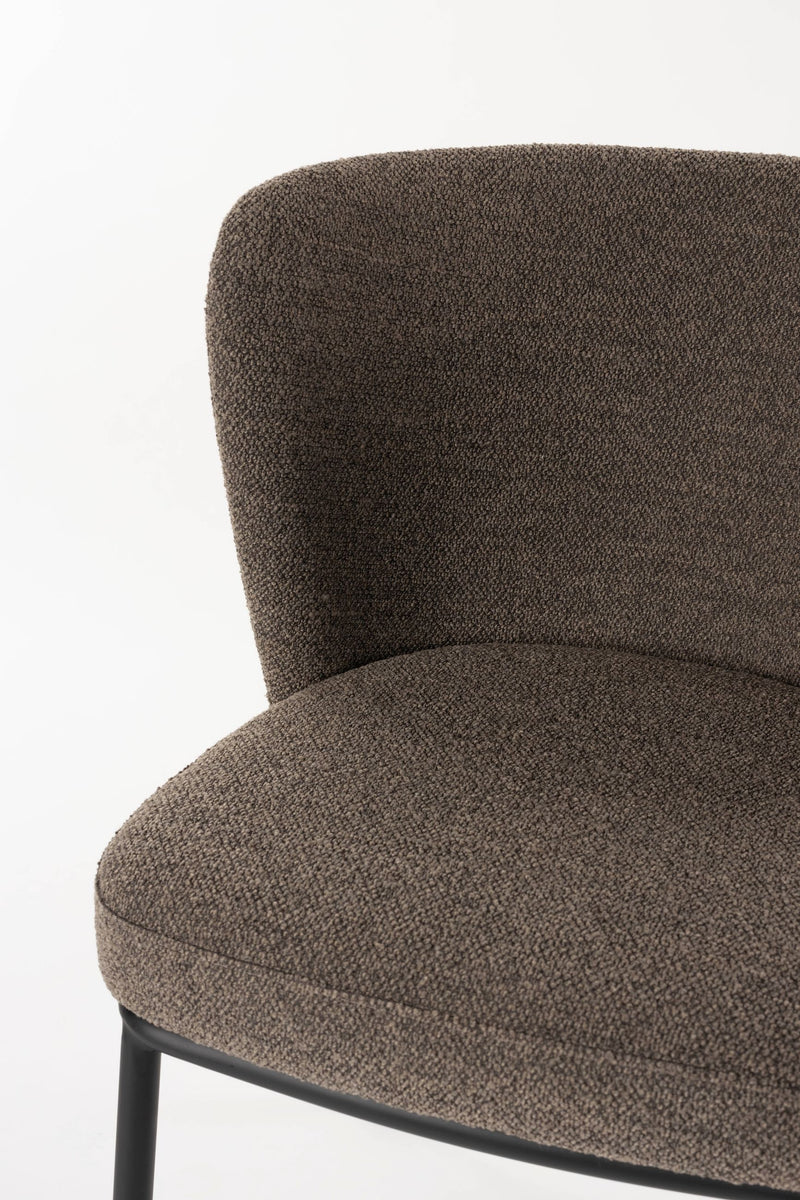 Esszimmerstuhl Guus im 2er-Set, Braun mit Bouclé und Metallgestell