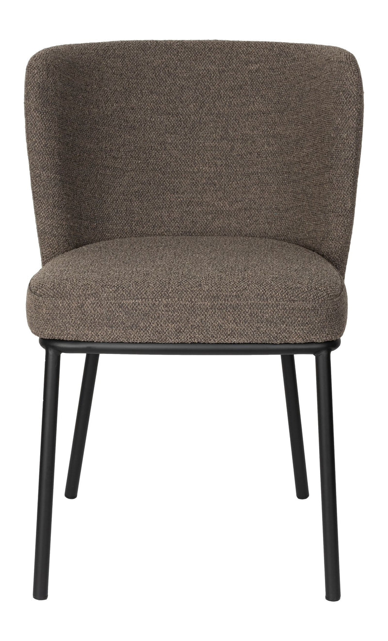 Esszimmerstuhl Guus im 2er-Set, Braun mit Bouclé und Metallgestell
