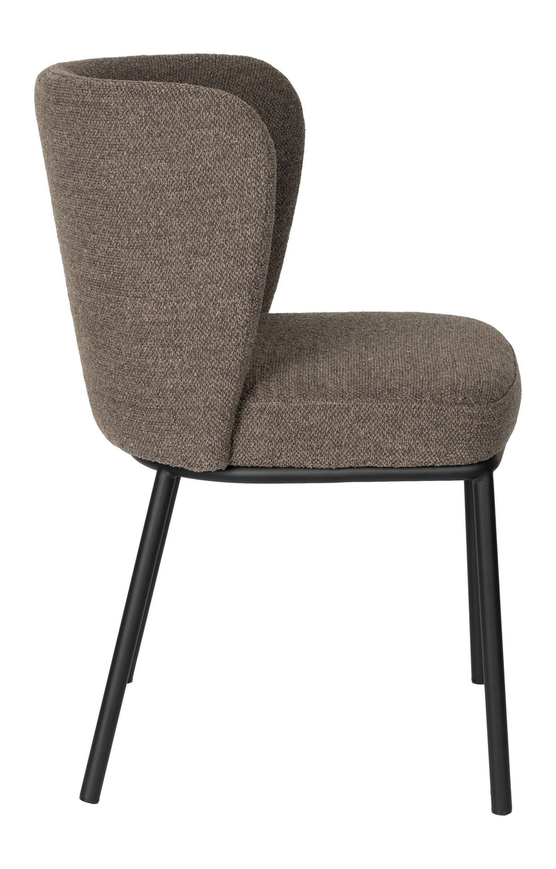 Esszimmerstuhl Guus im 2er-Set, Braun mit Bouclé und Metallgestell