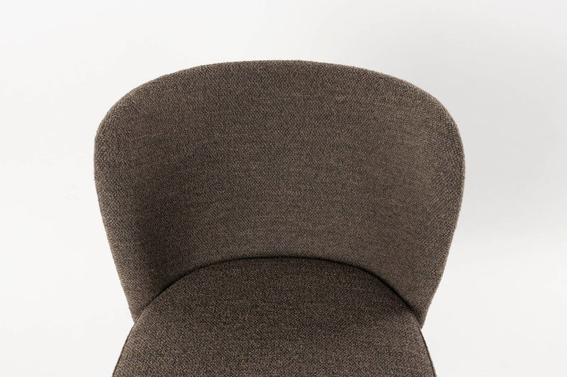 Esszimmerstuhl Guus im 2er-Set, Braun mit Bouclé und Metallgestell