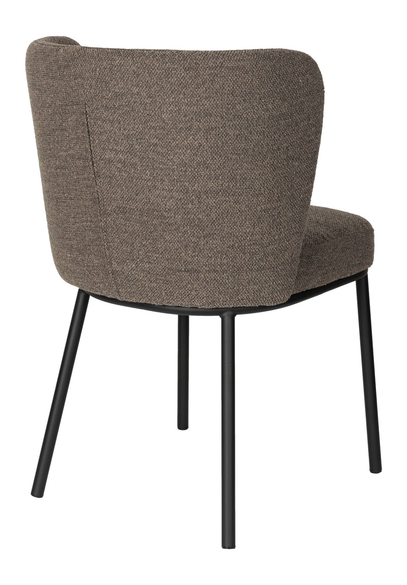 Esszimmerstuhl Guus im 2er-Set, Braun mit Bouclé und Metallgestell