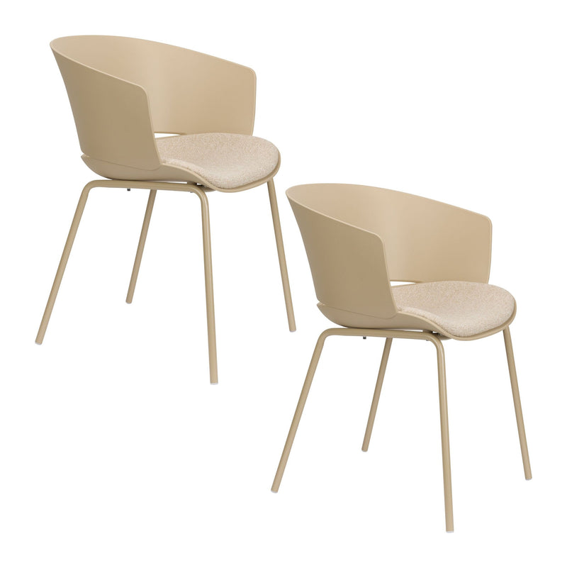 Esszimmerstuhl Jessica im 4er-Set, Beige mit Metallgestell für Küche