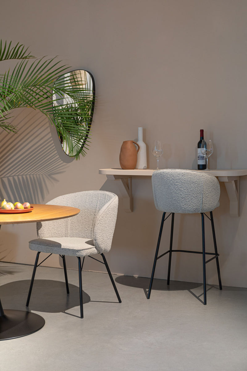 Esszimmerstuhl Joa im 2er-Set, Beige mit Eisengestell fürs Esszimmer
