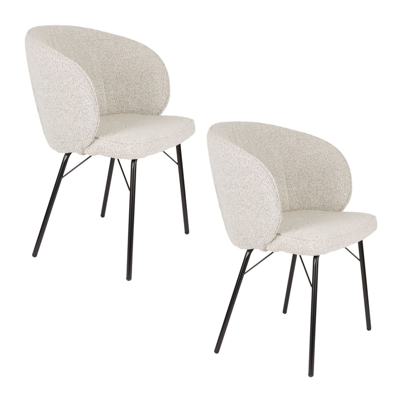 Esszimmerstuhl Joa im 2er-Set, Beige mit Eisengestell fürs Esszimmer