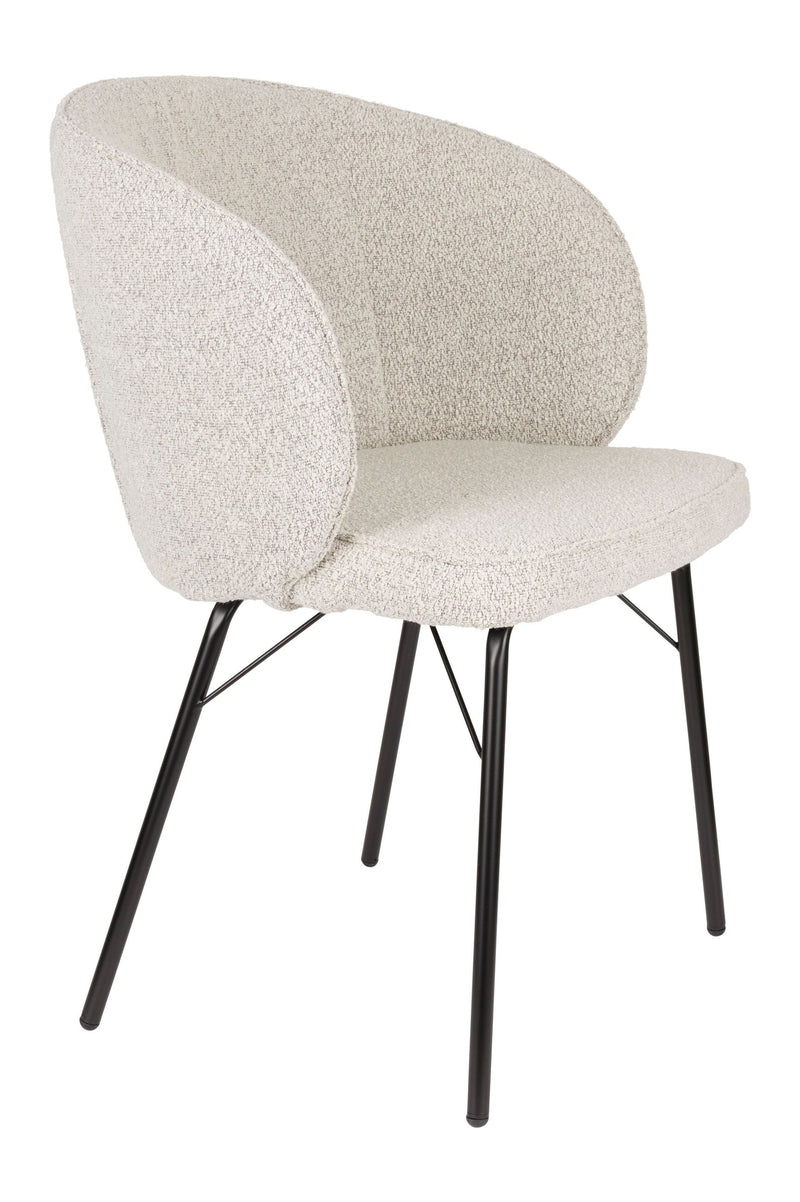 Esszimmerstuhl Joa im 2er-Set, Beige mit Eisengestell fürs Esszimmer