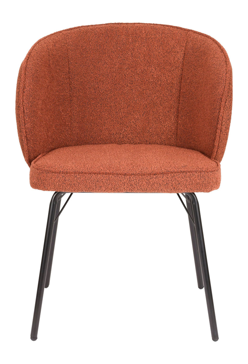 Esszimmerstuhl Joa im 2er-Set, Beige mit Bouclé-Bezug und Eisengestell