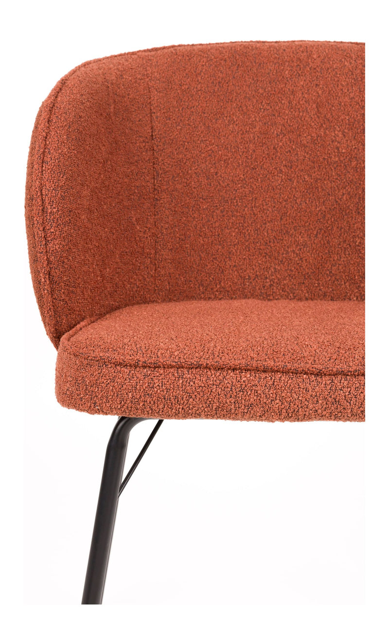 Esszimmerstuhl Joa im 2er-Set, Beige mit Bouclé-Bezug und Eisengestell