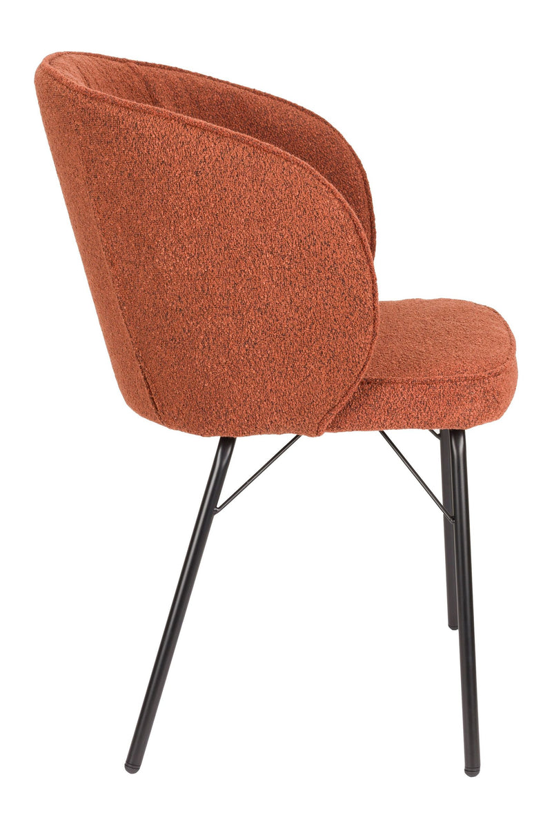 Esszimmerstuhl Joa im 2er-Set, Beige mit Bouclé-Bezug und Eisengestell