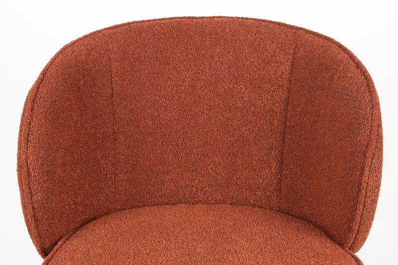 Esszimmerstuhl Joa im 2er-Set, Beige mit Bouclé-Bezug und Eisengestell