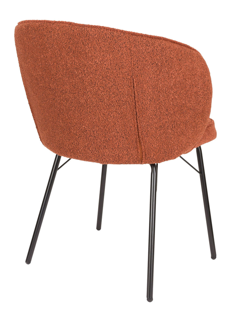 Esszimmerstuhl Joa im 2er-Set, Beige mit Bouclé-Bezug und Eisengestell