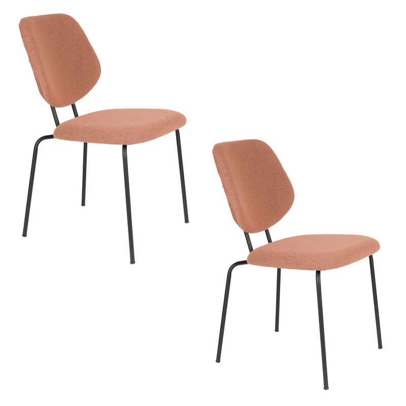 Esszimmerstuhl Zelo im 2er-Set, Pink mit schwarzem Metallgestell