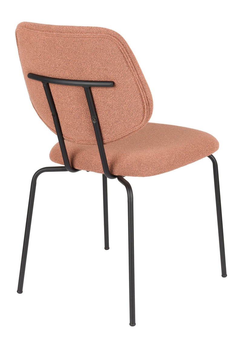 Esszimmerstuhl Zelo im 2er-Set, Pink mit schwarzem Metallgestell