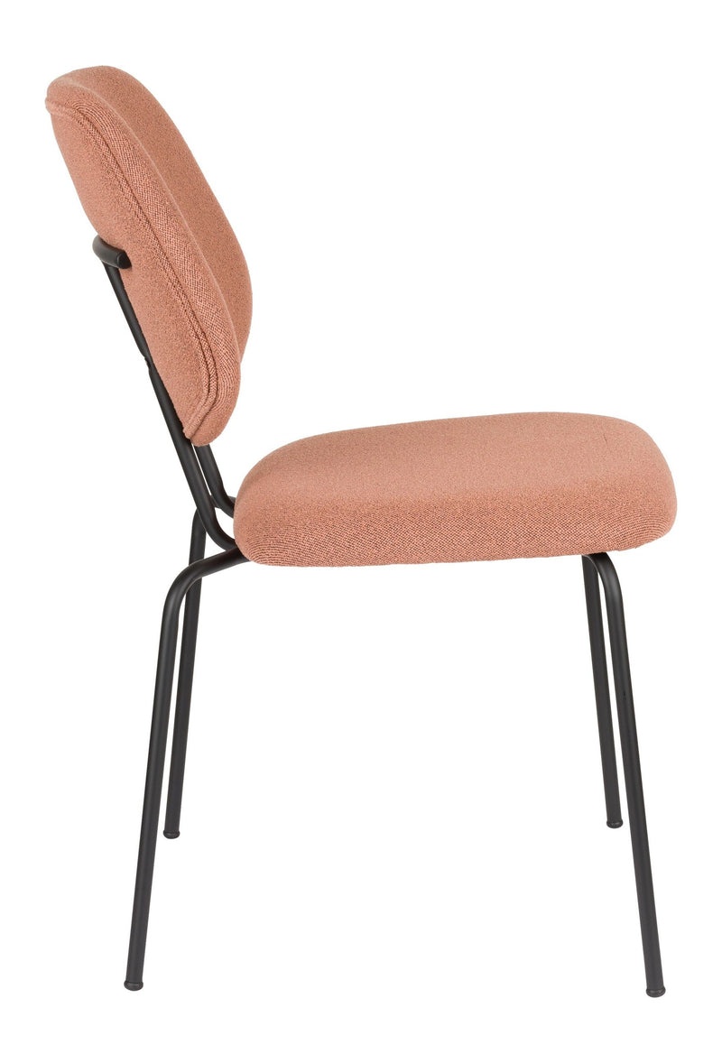 Esszimmerstuhl Zelo im 2er-Set, Pink mit schwarzem Metallgestell
