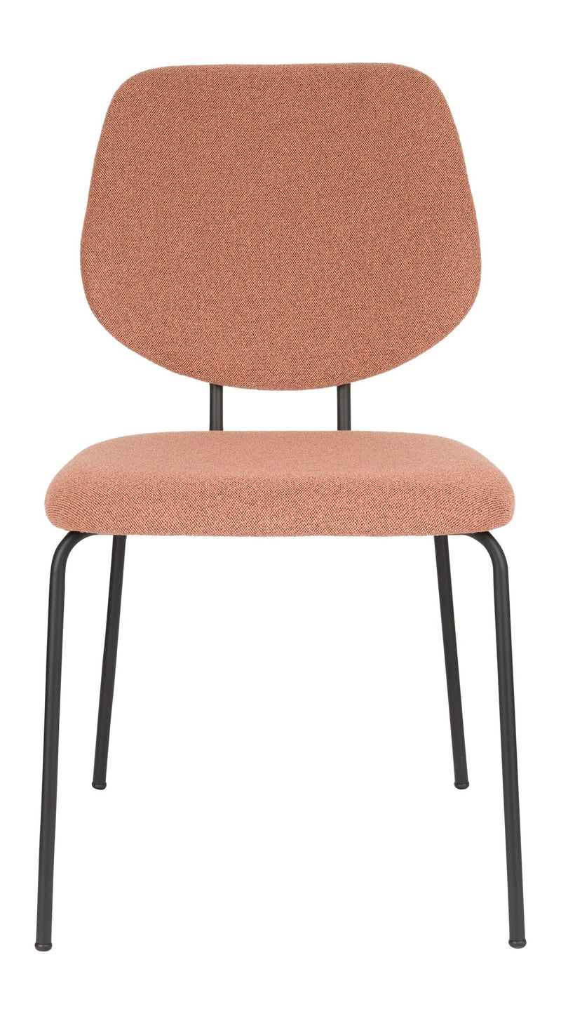 Esszimmerstuhl Zelo im 2er-Set, Pink mit schwarzem Metallgestell