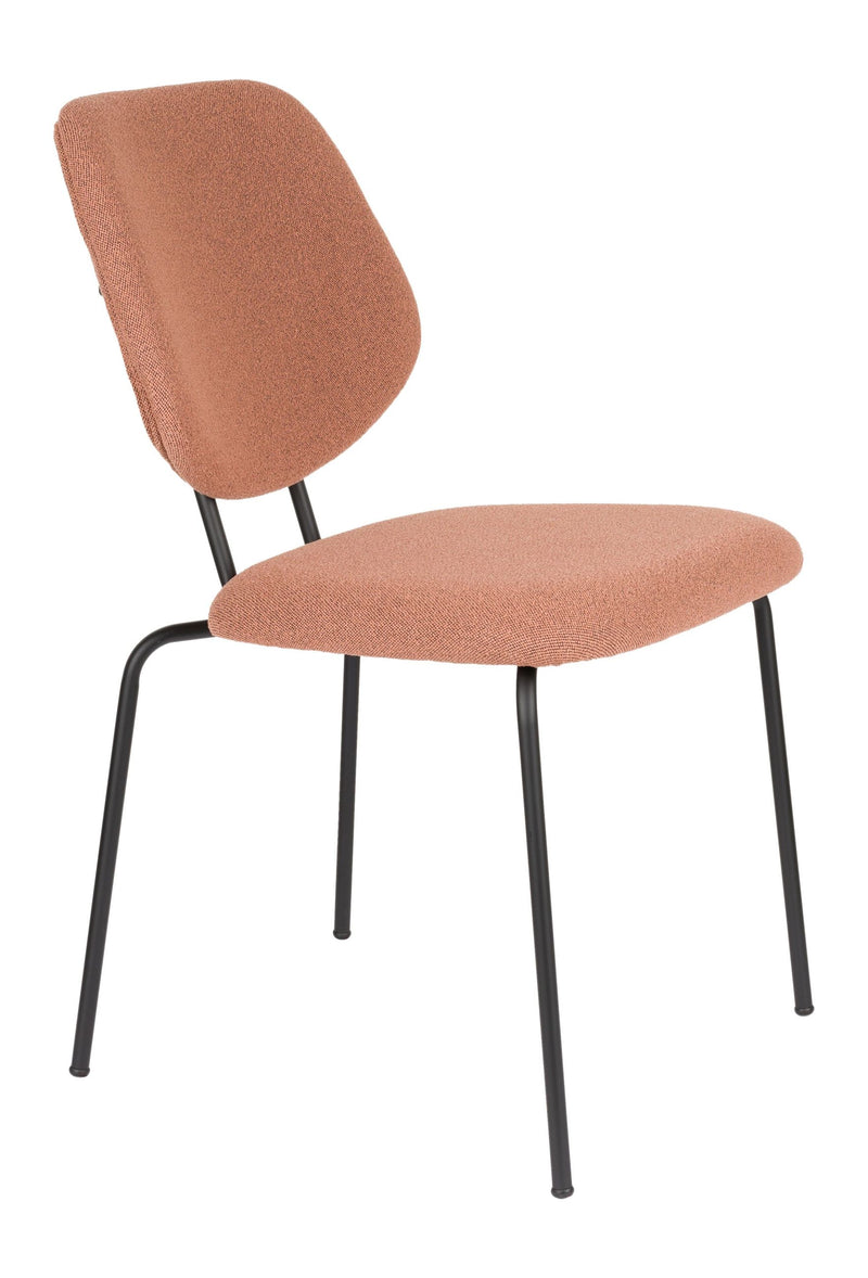 Esszimmerstuhl Zelo im 2er-Set, Pink mit schwarzem Metallgestell