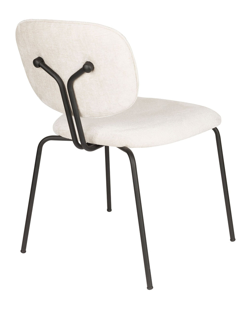 Esszimmerstuhl Bouton im 2er-Set, Off-White mit Gestell aus Eisen