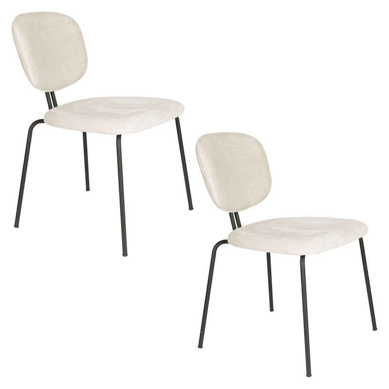 Esszimmerstuhl Bouton im 2er-Set, Off-White mit Gestell aus Eisen