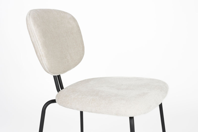 Esszimmerstuhl Bouton im 2er-Set, Off-White mit Gestell aus Eisen