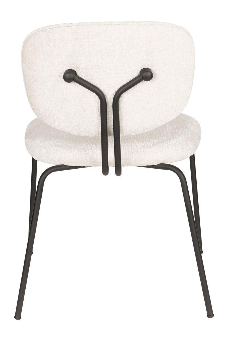 Esszimmerstuhl Bouton im 2er-Set, Off-White mit Gestell aus Eisen